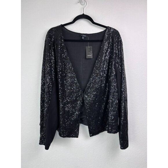 Torrid women's 3 3X black long sleeve sequin blazer cardigan open front top - Picture 1 of 7